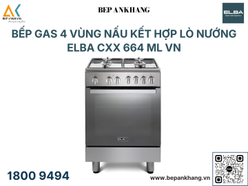 Bếp Gas 4 Vùng Nấu Liền Lò Nướng ELBA CXX 664 ML VN - Nhập Khẩu Ý